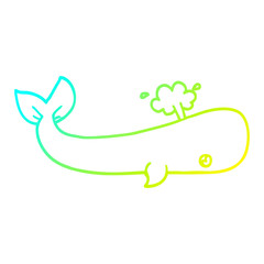 cold gradient line drawing cartoon sea whale