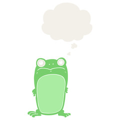 cartoon staring frog and thought bubble in retro style