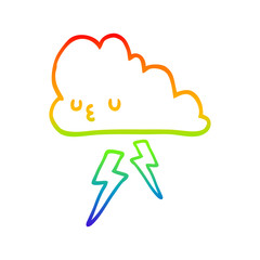 rainbow gradient line drawing cartoon storm cloud