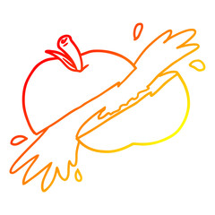 warm gradient line drawing cartoon sliced apple