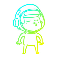 cold gradient line drawing cartoon confident astronaut