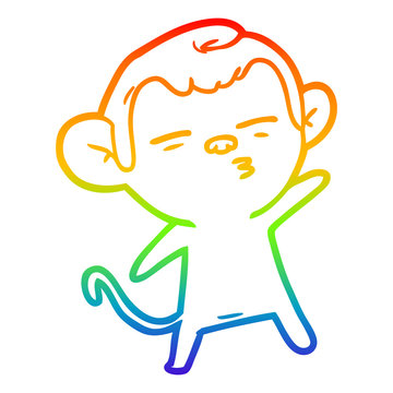 recommend clip art: rainbow gradient line drawing cartoon suspicious monkey