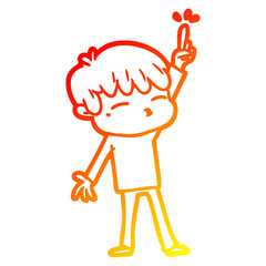 warm gradient line drawing cartoon curious boy