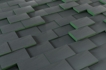 Dark undulating cubes, technological graphic background, 3d rendering.