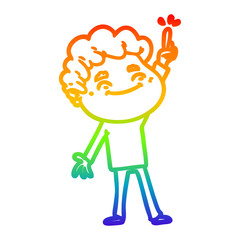 rainbow gradient line drawing cartoon friendly man