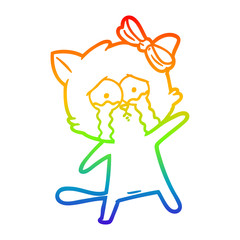 rainbow gradient line drawing cartoon cat