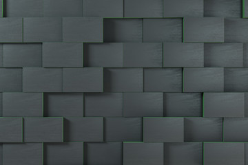 Dark undulating cubes, technological graphic background, 3d rendering.