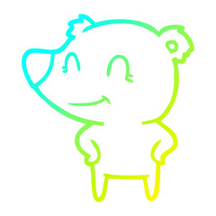cold gradient line drawing friendly bear with hands on hips