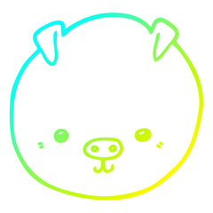 cold gradient line drawing cartoon pig