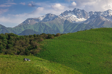 Fototapeta na wymiar Issyk-bash peak. Mountains of Trans-Ili Alatau. Kazakhstan