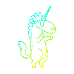 cold gradient line drawing cartoon unicorn