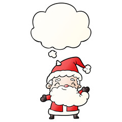 cartoon santa claus and thought bubble in smooth gradient style