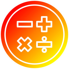 Fototapeta premium math symbols circular in hot gradient spectrum