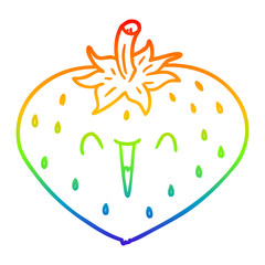rainbow gradient line drawing happy cartoon strawberry