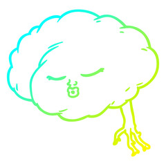 cold gradient line drawing cartoon brain