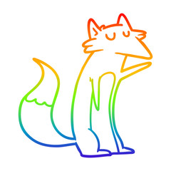 rainbow gradient line drawing cartoon fox