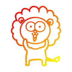 warm gradient line drawing happy cartoon lion