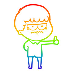 rainbow gradient line drawing cartoon annoyed man