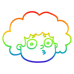 rainbow gradient line drawing cartoon big hair boy