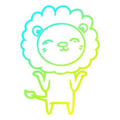 cold gradient line drawing cartoon lion