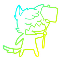 cold gradient line drawing friendly cartoon fox