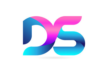 pink blue alphabet letter DS D S combination logo icon design