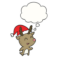 cartoon christmas reindeer and thought bubble