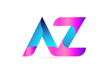pink blue alphabet letter AZ A Z combination logo icon design