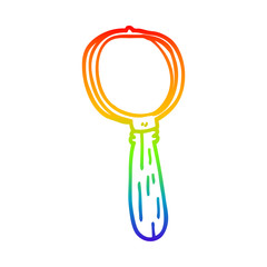 rainbow gradient line drawing cartoon magnifying glass