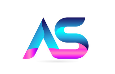 pink blue alphabet letter AS A S combination logo icon design