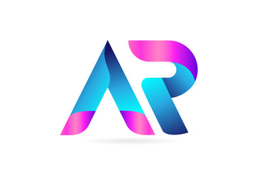pink blue alphabet letter AR A R combination logo icon design