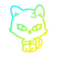 cold gradient line drawing cute cartoon cat
