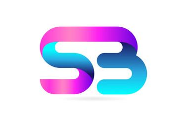 pink blue alphabet letter SB S B combination logo icon design