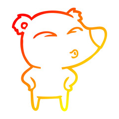 warm gradient line drawing cartoon whistling bear