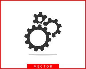 Metal gears and cogs vector. Gear icon flat design. Mechanism wheels logo. Cogwheel concept template.