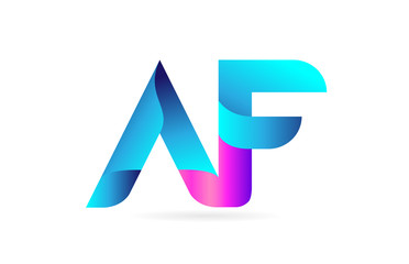 pink blue alphabet letter AF A F combination logo icon design