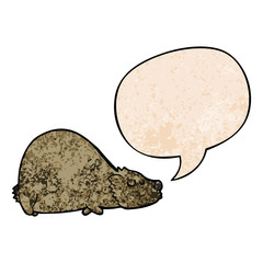 cartoon bear and speech bubble in retro texture style