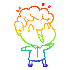 rainbow gradient line drawing cartoon happy man