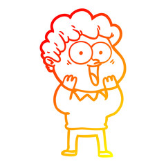 warm gradient line drawing cartoon happy man
