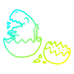 cold gradient line drawing dinosaur hatching from egg