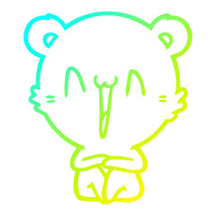 cold gradient line drawing happy bear sitting cartoon