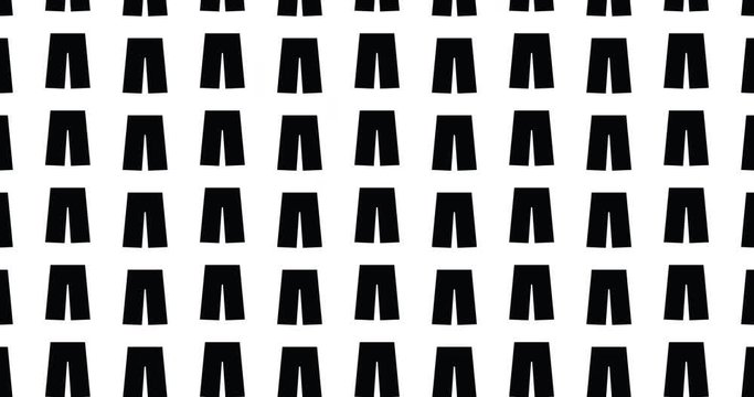 Pants clothing background video clip motion backdrop video in a seamless repeating loop. Black & white clothes pants icons pattern white background high definition motion video