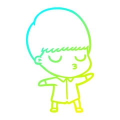 cold gradient line drawing cartoon calm boy