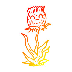 warm gradient line drawing cartoon thistle