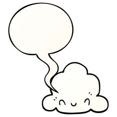 cartoon cloud and speech bubble in smooth gradient style