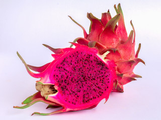dragon fruit or pitaya on white background, isolated
