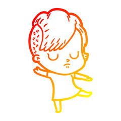 warm gradient line drawing cartoon woman
