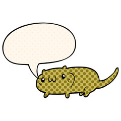 cartoon cat and speech bubble in comic book style