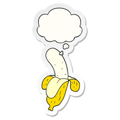 cartoon banana and thought bubble as a printed sticker