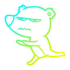 cold gradient line drawing angry bear cartoon running